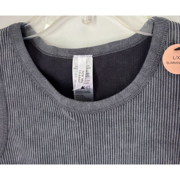New Mix Classic Ladies Size L/XL Gray Ribbed Athletic Slimming Fit Workout Tank - Picture 4 of 4
